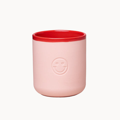 Tasse Porzellan rosa rot lachender Smiley
