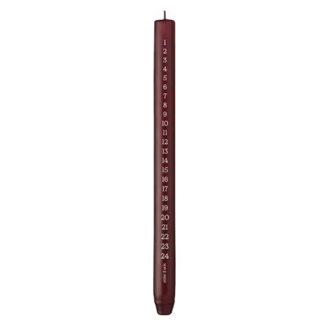 Stabkerze, Adventskalender, deep wine