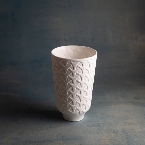 Porzellan Vase Irma, geometrisch, weiß