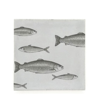 Zementfliese, illustriert, Fische