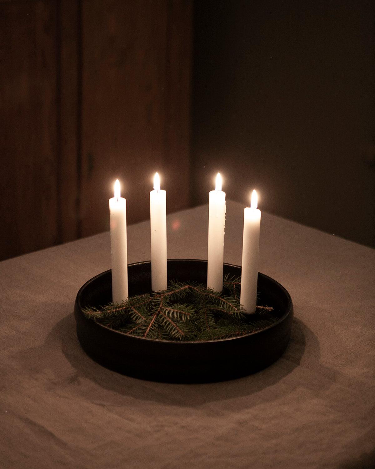 Kerzenschale, Keramik, Kvistholmen, schwarz glänzend