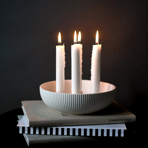 Kerzenschale, Keramik, Granholmen Jubilee, weiß matt